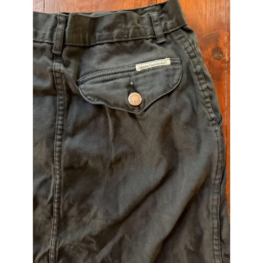 Vintage Gloria Vanderbilt Black A-Line Midi Skirt